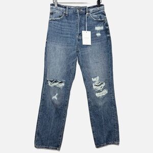 KanCan NEW 90s Boyfriend jeans Distressed Blue Straight Jeans 3/25